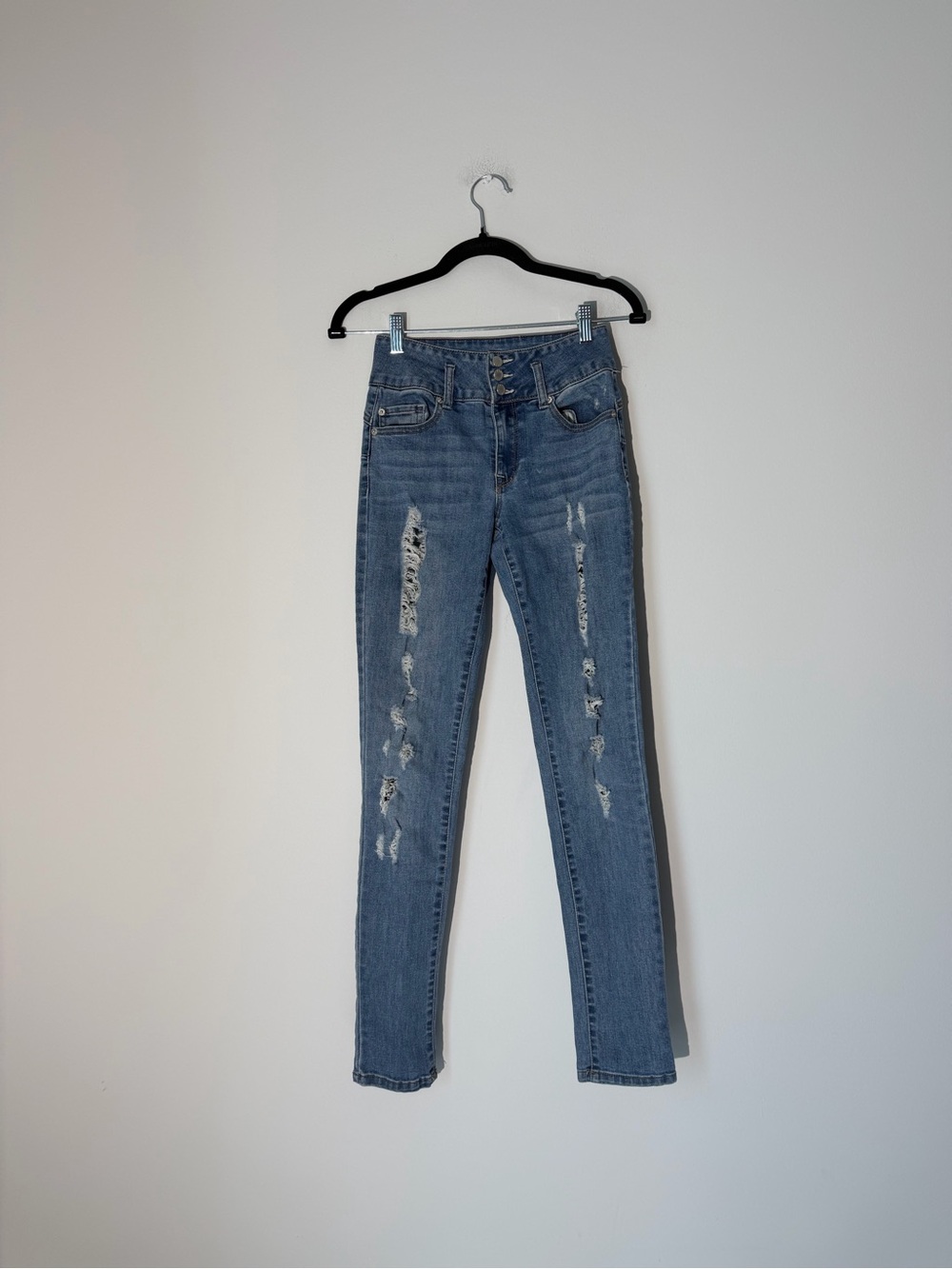 Boomboom Jeans Women’s Distressed High-Rise Slim Jeans - Blue Size 1